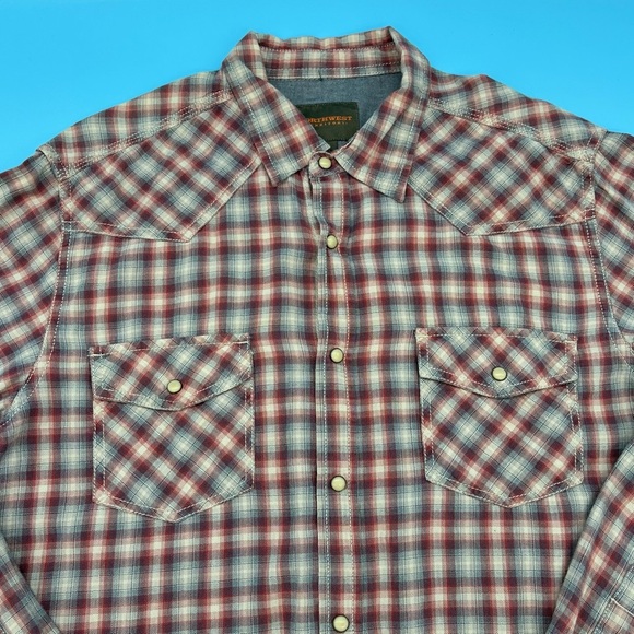 Northwest Territory Men's Plaid Pearl Snap Long Sleeve Shirt Size Large - Picture 3 of 8